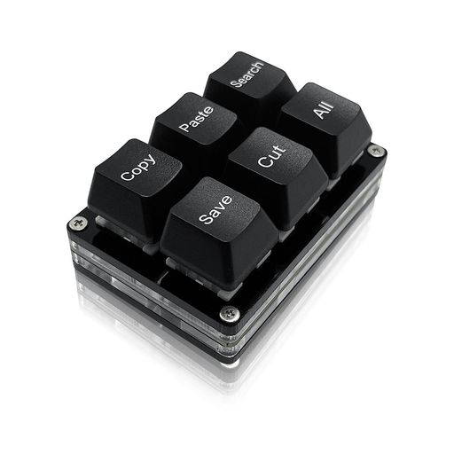 BTXETUELコピーペースト検索セーブカットオール6キーキーボード片手OSUキーパッドプログラム可能メカニカルショートカットマクロキーボード仕事やゲーム用(ブラック)