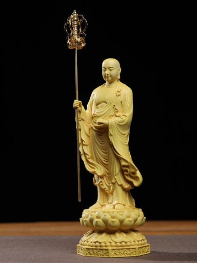 楽天市場】仏像立像 黄楊木彫り 置物 地蔵王菩薩 21CM 【縁起仏像