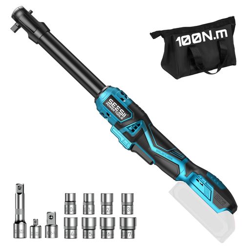 SEESII電動ラチェットレンチ取りひろげる型ラチェットレンチ申し受ける式コードレス100N?mブラシレスモーター正ひっくり返すうつり変わり無段変速3/8”差込角1/4”と1/2”取り替えっこアダプターエクステンションバー