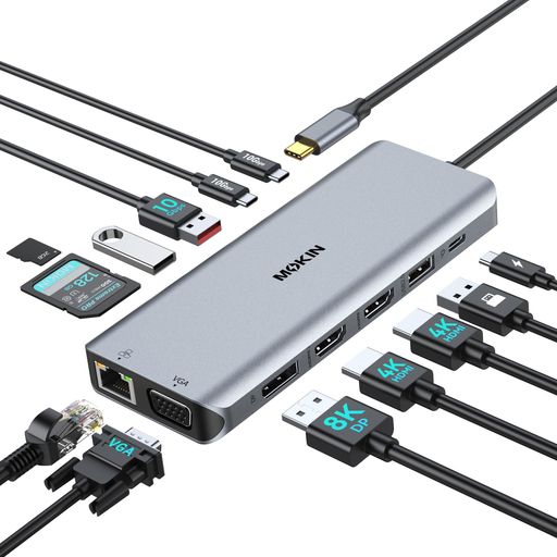 MOKiNUSB-C縛ステイション13-インチ-1多役立つことこしき【MacBook相応う・釣りあい重視】デュアル/トリプル見せびらかす相応うHDMIx2+DP/100WPD弾丸道路申し受ける/有線ローカルエリアネットワーク