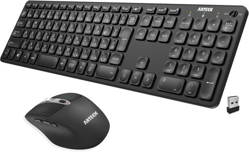 Arteck2.4G無線ワイヤレスキーボードマウスセット軽量薄型Type-C充電式フルサイズキーボードマウスコンピューター、デスクトップ、PC、ラップトップ、Windows11/10/8/7との交換性あり