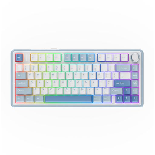 EPOMAKERxAulaF75ゲーミングキーボードガスケットメカニカルキーボード5層パッド&ノブ付き75%ワイヤレスホットスワッパブルBluetooth/2.4GHz/USB-CRGB技適認証取得(SeaSalt