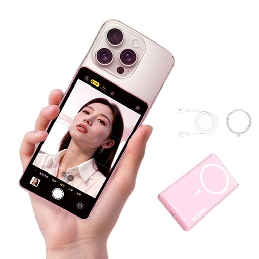 ShimbolCP5LiteII磁気式自撮りモニター、1080Pリアカメラミラーリング、50MBluetoothコントロール&デュアルバンドワイヤレスVlogスクリーン(iOS/Android向けTikTok動画ツール)、ピンク
