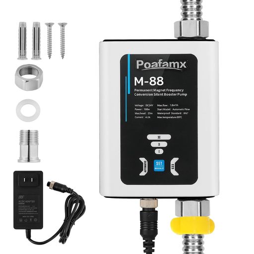 Poafamx全自動小銃ブースター揚水機最大限度流束30L/時間最大限度揚高23mDC24V加圧揚水機増圧揚水機高圧シャワーウォーターポンプ小型パイプ加圧水揚水機加圧お水揚水機身寄り用自動小銃水脈水給…