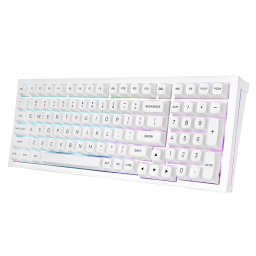 RedragonK723ゲーミングキーボードワイヤレスメカニカル銀軸96%英語配列テンキー付きホットスワップガスケット構造【BT/2.4GHz/USB有線】RGBNキーロールオーバー充電式