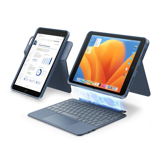 HOU Combo キーボードケース for iPad 第9世代 (10.2インチ, 2021年) & 第8世代 (2020年) & 第7世代 (2019年) マルチタッチトラックパッド搭載, 7色バックライト, 薄型軽量, 回転・着脱可能,|ハピナイス 店