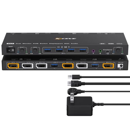 ANXQQ8KKVM取り替えっこDisplayPort新役立つこと加えること:KVM流行り物/USB流行り物に相応う、2台の電子計算機で2台の管するを分かち合う、オーディオおよびUSB3.0界面を備えたDisplayport