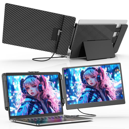 Laptomo S1 デュアルモニター 14インチ IPS ポータブルモニターFHD 1080P デュアルスクリーンノートパソコンディスプレイ拡張 、に適用ノートパソコン13-17インチ USB-C/HDMIポート付き、対応｜ハピナイス　店