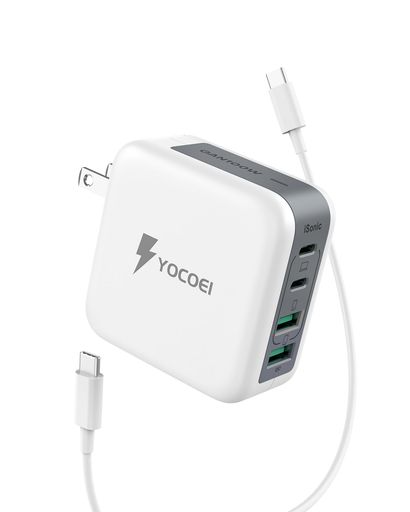 YOCOEI100WPD充電器4ポート世界最小クラス(GaN+独自iSonic技術/USB-Ax2USB-Cx2/折り畳み式USB急速充電器)100Wケーブル付属PD3.0/QC4.0対応/PPS規格/PSE技術基準適合MacBook