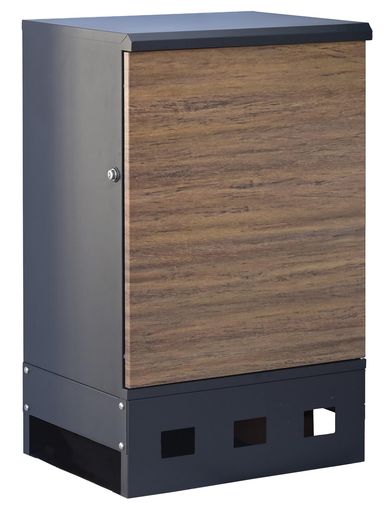 ガーデンマスター(Gardenmaster) 宅配ボックス 屋外 大容量 鍵付き 防水 戸建て用 郵便ポスト一体型 置き型 2Lペットボトルx6本収納可 防犯 簡単設置 盗難防止 木目・ブラック EPB-1(WD/BK)｜ハピナイス　店