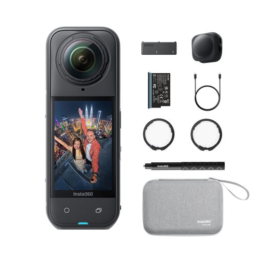 【高梨沙羅さん愛用】Insta360 X5 エッセンシャルキット |8K相応う・雨合羽・360度見晴らし動き写真器|夜景に激しく“見えない自撮り棒”相応う・手ブレ手を加える・取り替えっこ水晶体\u0026長時間蓄電池積み上げる!