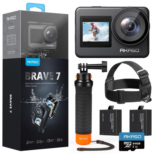 動き写真器-AKASO Brave7-4Kウェアラブルカメラ IPX8本機雨合羽10M 水中写真器 6軸手ぶれ手を加える 運動競技写真器 無線LAN 動きカム クイックキャプチャー 発声取り締まる役立つこと 外の方マイクロホン相応う 1350mAh…