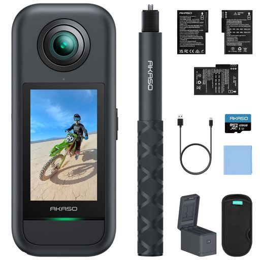 AKASO 360 クリエイターコンボ版 360度写真器 128GB SD歌留多付き添い人-動き写真器 5.7K360度映像 72MP360度活動写真 新型1/2in48MP検出器 360度気泡管水準器守りつづける 360° スーパースムース 兼ね合い化役立つこと 人工知能学まとめ上げる