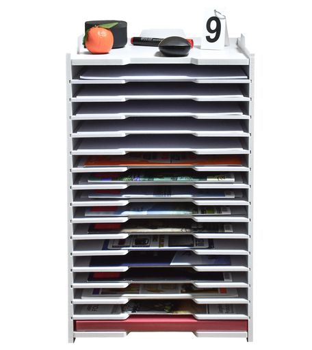ikeemA4/B4超浅型書類棚10段/16段用紙整理棚ファイルラックヨコ型/横置きa4/b4レターケース卓上整理整頓書類トレーインテリアアイデア机上机の上書類分類積み重ね対応組立簡単スタッキング…