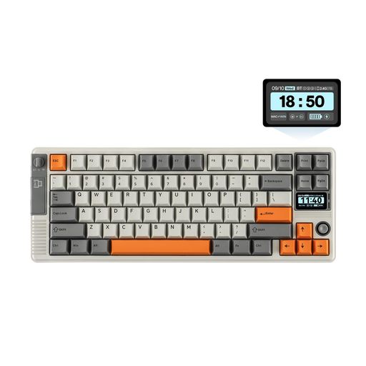 EPOMAKERRT85ワイヤレスゲーミングキーボードジョイスティック&DIYスクリーン搭載テンキーレス8000mAhBluetooth/USB/2.4Ghzホットスワップ対応PBTキーキャップクリーミーガスケット構造75%