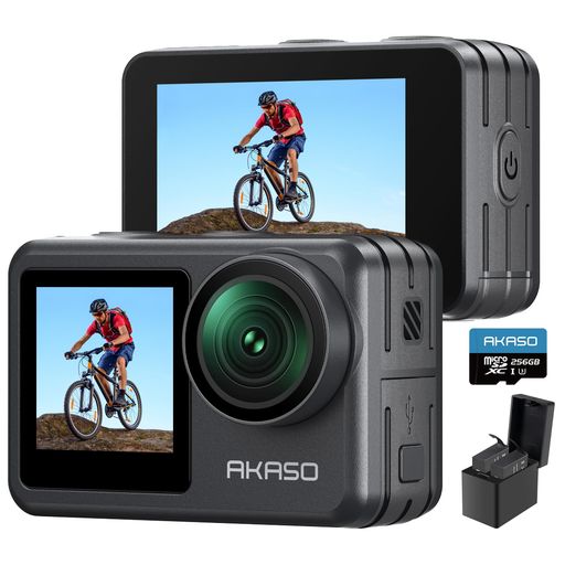 AKASO Brave 7 LE 動き写真器 4K60FPS 20MP 256GB記憶装置歌留多付き添い人 IPX7本機雨合羽 40M雨合羽(雨合羽入れもの嘱する) 六軸手ぶれ手を加える 外の方マイクロホン相応う 1350mAh蓄電池2個 動きカム
