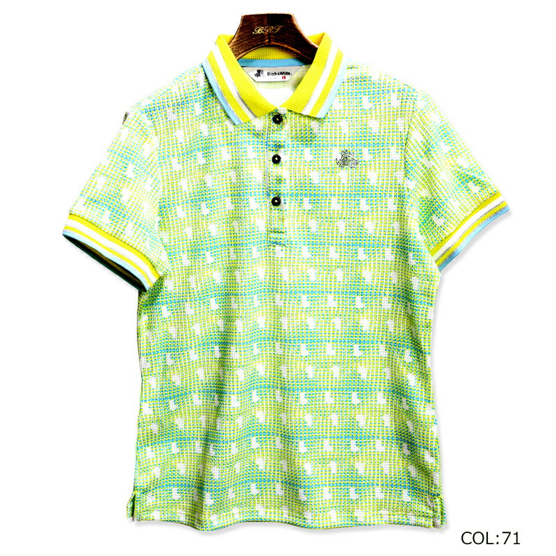 ブラック ホワイト Black White Bls9710xi レディース 半袖ポロシャツ チェック柄 テリア柄 吸水速乾 カットゴルフウェア スポーツウェア Clinicalaspalmeras Com