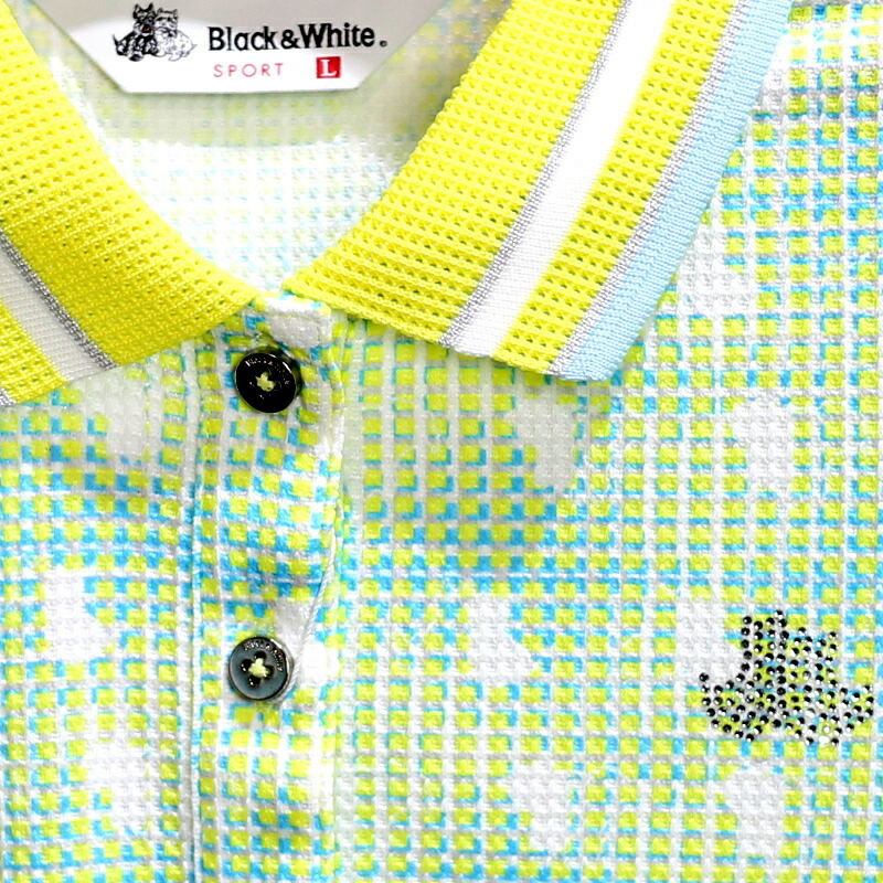 ブラック ホワイト Black White Bls9710xi レディース 半袖ポロシャツ チェック柄 テリア柄 吸水速乾 カットゴルフウェア スポーツウェア Clinicalaspalmeras Com