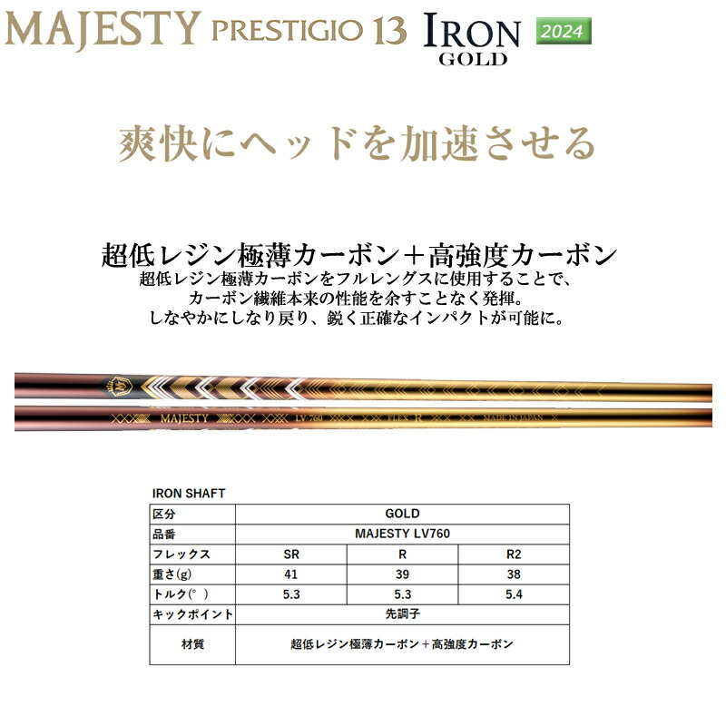 マジェスティゴルフ(MAJESTYGOLF)2024プレステジオ13(PRESTIGIO13)アイアン8本組(#5-#9.PW.AW.SW)右用MAJESTYLV760カーボンシャフト
