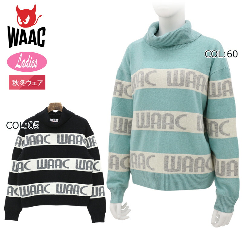 ワック WAAC 072234790 レディース 長袖 スウェーター 毛糸 カシミール 防風裏地 伸ばすこと ゴルフお召しもの 運動競技お召しもの 秋冬
