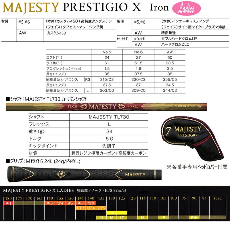 意味あり マジェスティ Majesty プレステジオ 10 Prestigio X レディース 単品アイアン Majesty Tl730 炭素矢がら Geo2 Co Uk