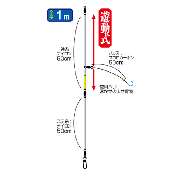 楽天市場 6月1日限定 ポイント5倍 オーナー 堤防泳がせのませ遊動胴突仕掛 H 6253 シーバス マゴチ 仕掛け フィッシング遊