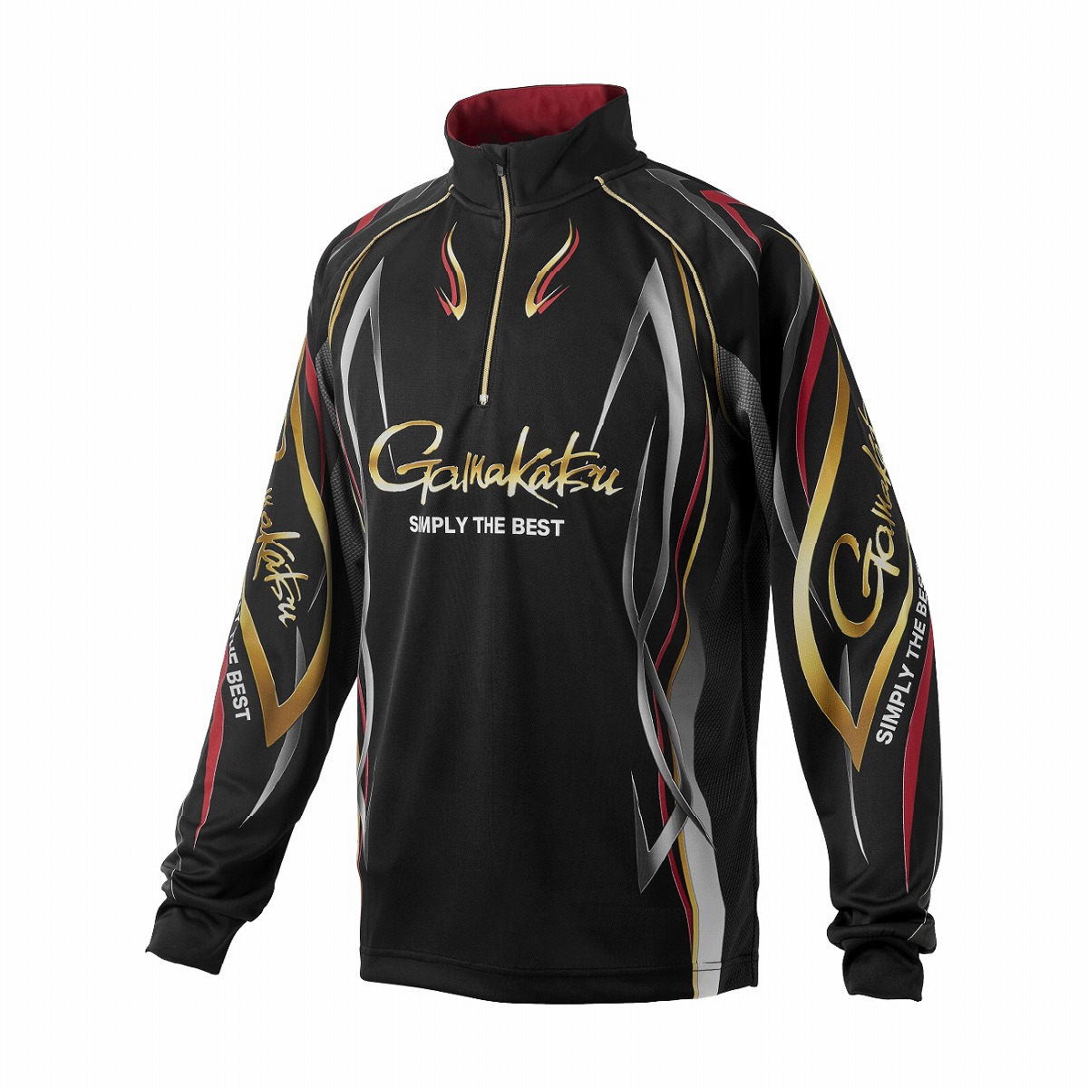 楽天市場】がまかつ UDジップシャツ ブラック×ゴールド GM3778