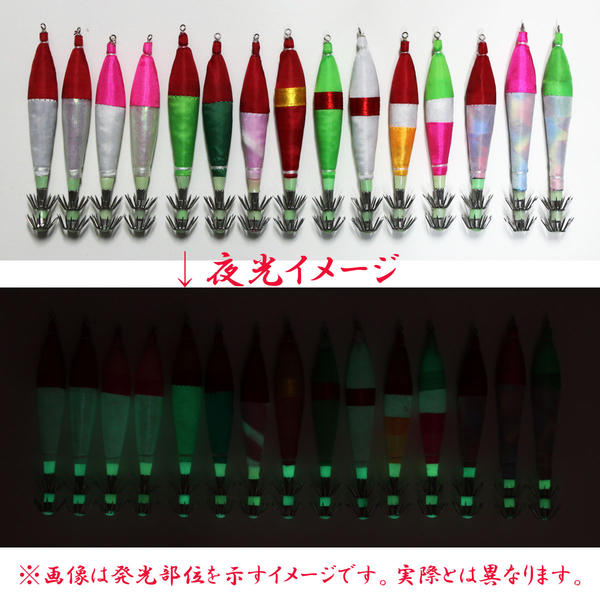 【楽天市場】送料無料 釣具 仕掛け イカ釣り 夜光 5.0号 浮きスッテ 5色 25本 セット R20sute50hh25C エギング：風迎