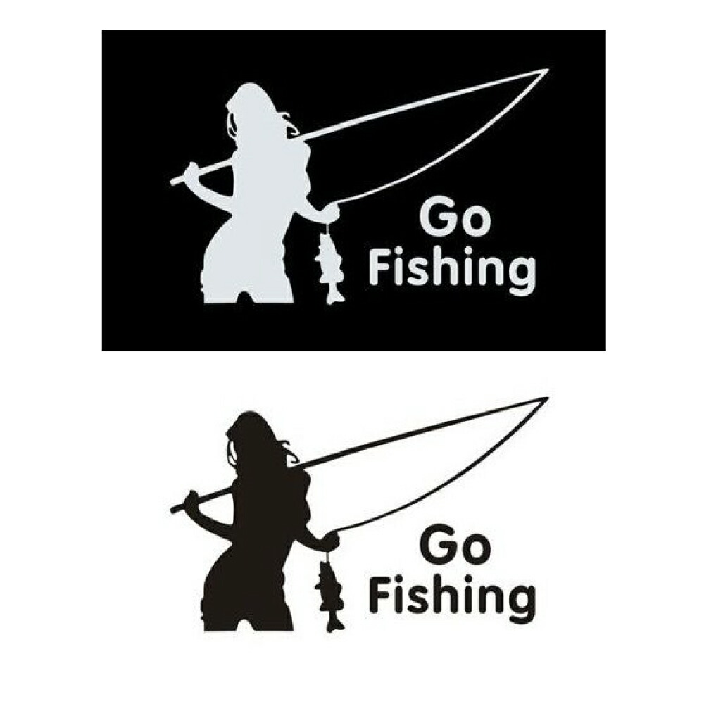 楽天市場 オルルド釣具 フィッシングステッカー Go Fishing 美女に釣られました 15 9cm 貼付用ヘラ付 釣り王国 楽天市場店