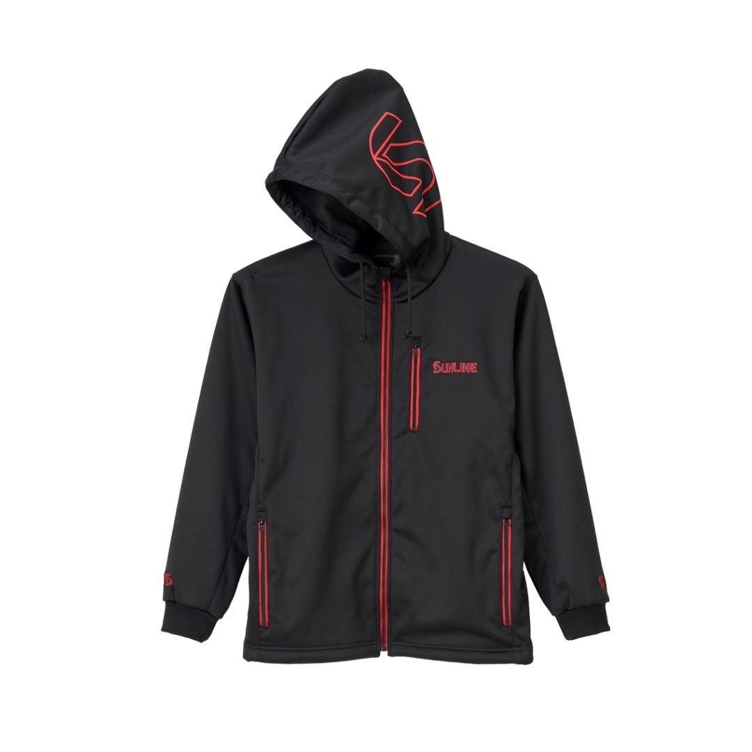 SUNLINE（サンライン） SUW-02403 フリースフルジップフーディ ブラックｘSUNLINEレッド #3Lサイズ 2024年新製品