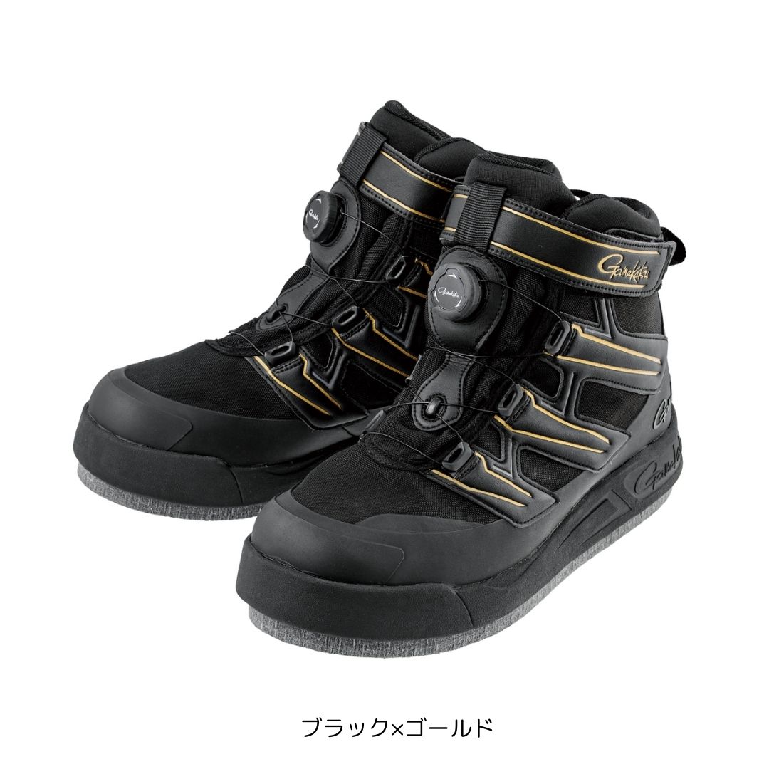 GM4550 Gスペック フェルトスパイクシューズ(パワータイプ) #3Lサイズ(27.0～28.0cm) #ブラック×ゴールド （がまかつ） 2025年新製品