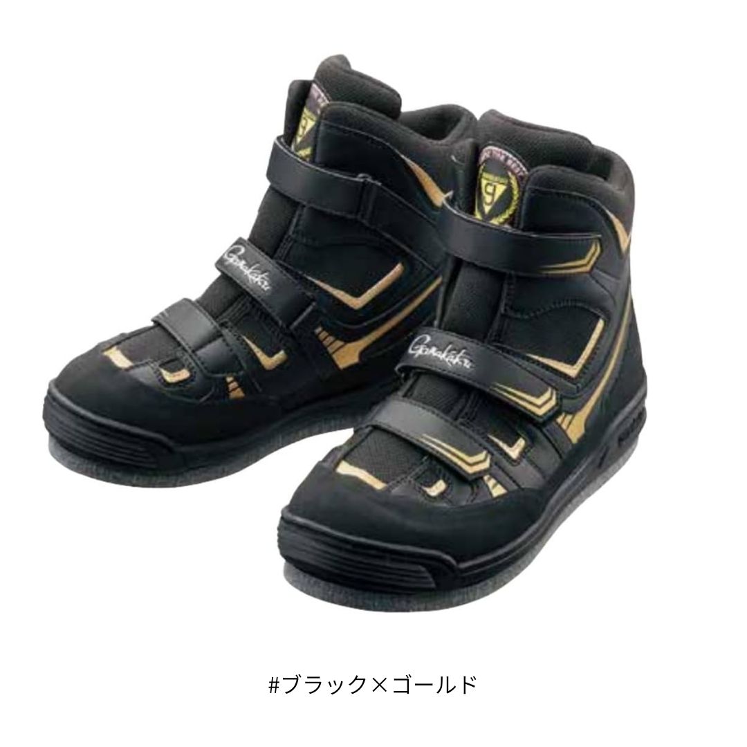 GM4514 フェルトスパイクシューズ(パワータイプ) #ブラック×ゴールド #3Lサイズ(27.5~28.0cm) Gamakatsu(がまかつ)