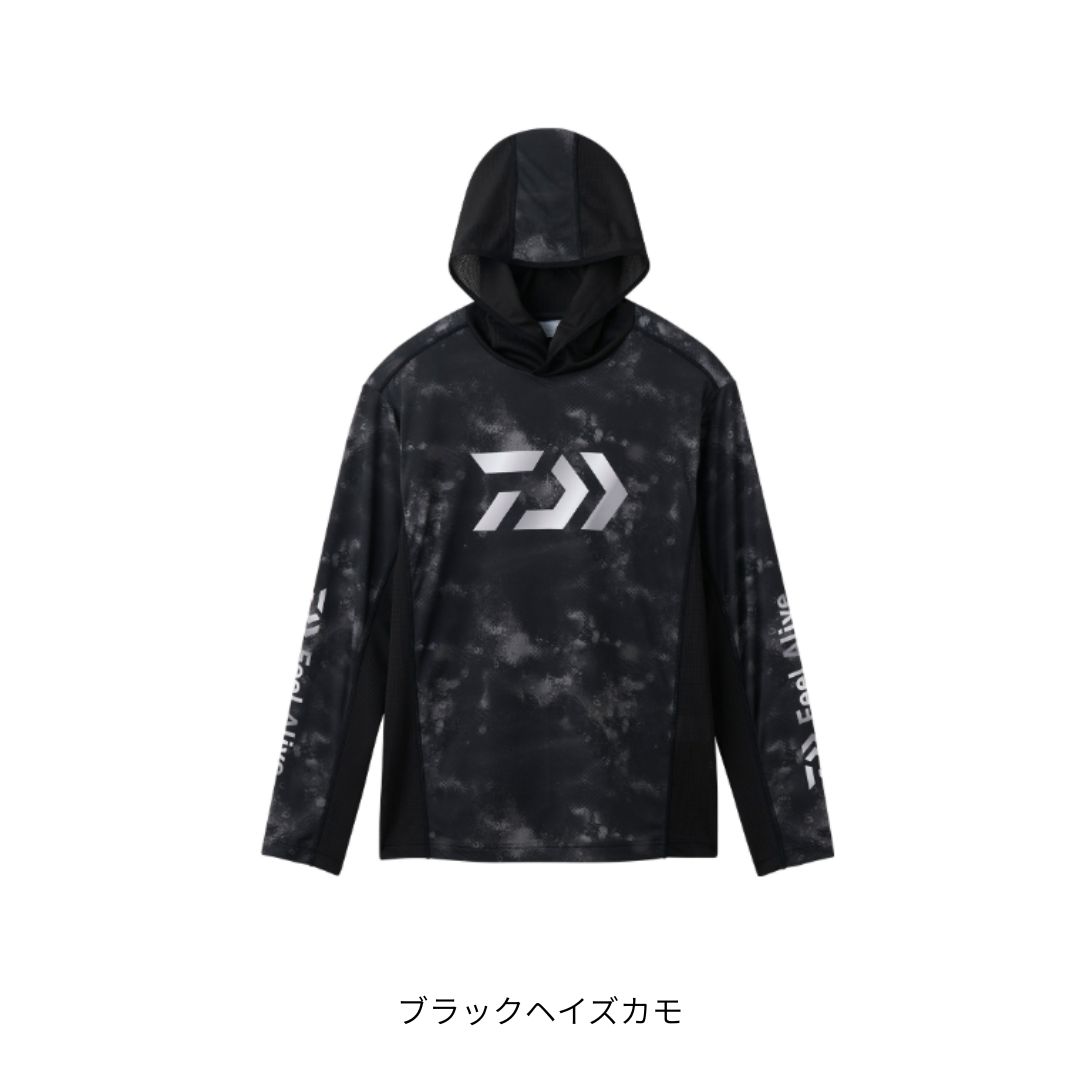 DE-3726 ボートゲームフーディーシャツ ブラックヘイズカモ #Lサイズ DAIWA（ダイワ）