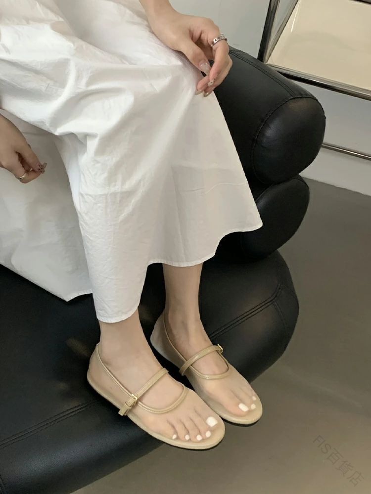 パンプス フラット メッシュ パンプス バレエ シューズ タビ ペタンコ ストラップ フラット シューズ メッシュ 素材 透ける 軽い 柔らかい 歩きやすい 疲れにくい 痛くない 大人 上品 ブラック 黒 パーティ ビーチ サンダル スリッパ 夏 春 靴 4,939円