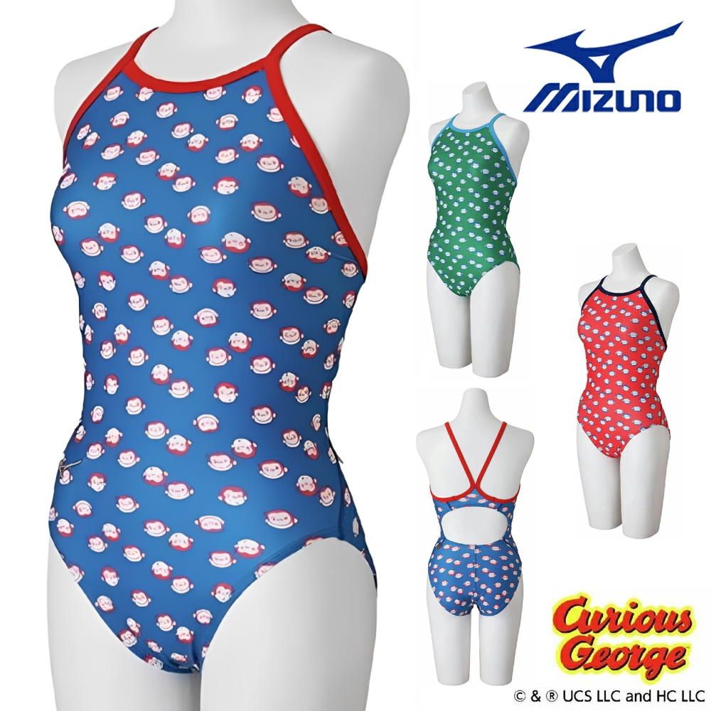 ミズノ MIZUNO 競泳水着 練習用水着 レディース エクサースーツ ミディアムカット EXER SUITS U-Fit おさるのジョージ 競泳練習水着 2026年春夏モデル N2MAD294｜フィットネスショップFIT-IN