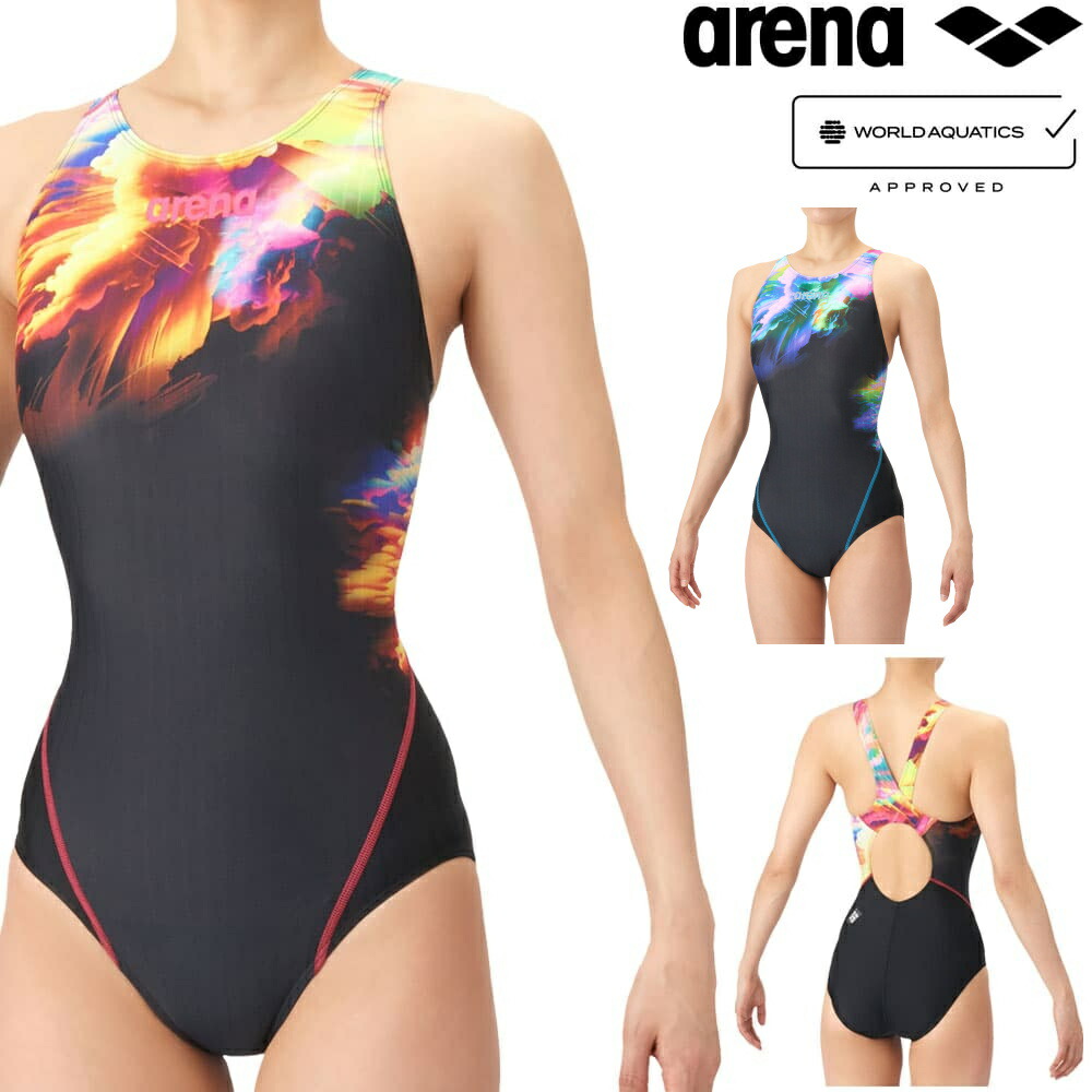 アリーナ ARENA 競泳水着 レディース WA承認モデル ECO AQUA RACING ECO AQUA STRIPE-D STORM CLOUDS レーシングワンピース オープンバック 2026年春夏モデル AS6SRC71L fina マーク あり