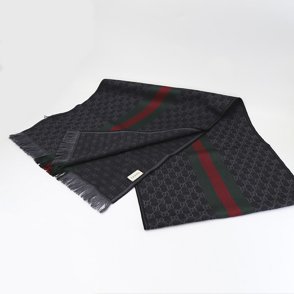 グッチ GUCCI マフラー 定番GG柄センターリボンウール 147351/4G704 フィットハウス|FIT HOUSE