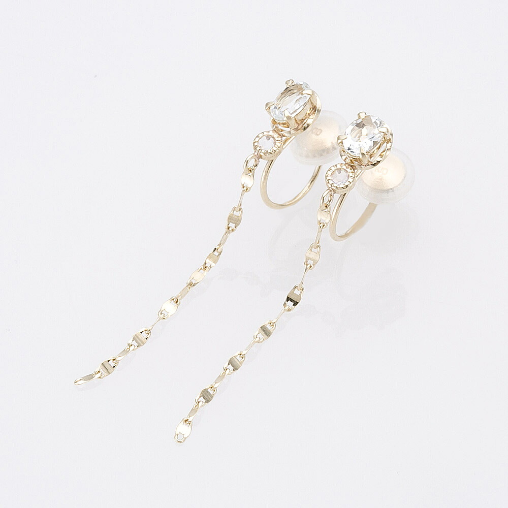 【お買い物マラソン期間中ポイント10倍】シェリークラン cheriecrin イヤリング K10YG アクアマリンチェーンSCE-0004　　フィットハウス｜FIT HOUSE