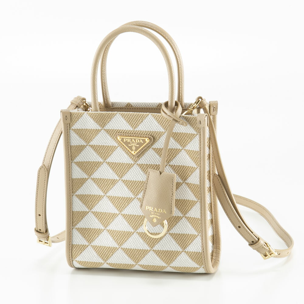 プラダ PRADA TRIANGOLO JACQUARD トライアングル ジャガード ミニトートバッグ 1BA355 2FKL OOM　　フィットハウス｜FIT HOUSE 100,914円