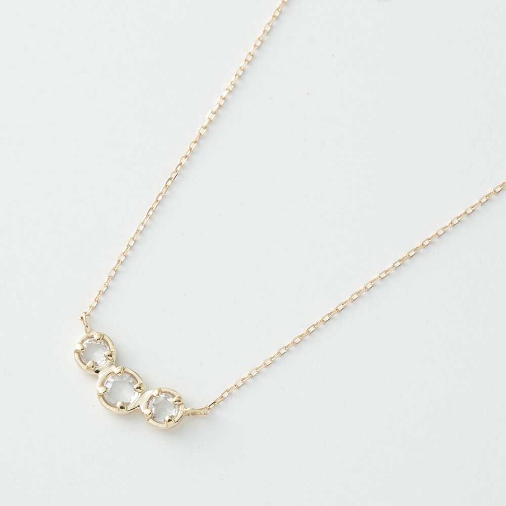【５のつく日限定★10％クーポン★】【お買い物マラソン期間中ポイント10倍】シェリークラン cheriecrin ネックレス K10 ホワイトトパーズ3連 MCN-0023　　フィットハウス
