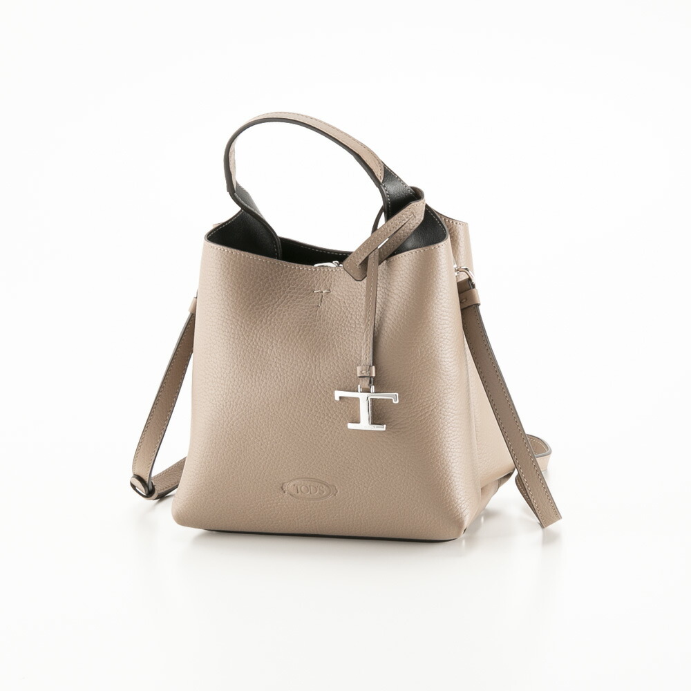 トッズ TOD'S レザーバッグ ミニ Tタイムレス メタルペンダント ハンドバッグ XBWAPAA9100-QRI　 　フィットハウス