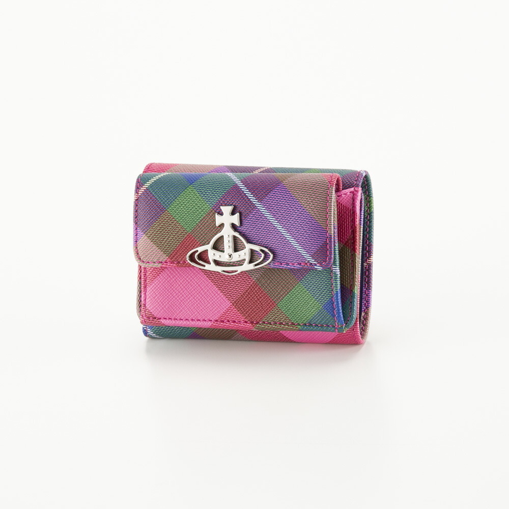 ヴィヴィアンウエストウッド Vivienne Westwood 折財布 SAFFIANO PRINTEDA 三折 小銭入付/CANDY TARTAN 5115002UW-S001O　　フィットハウス