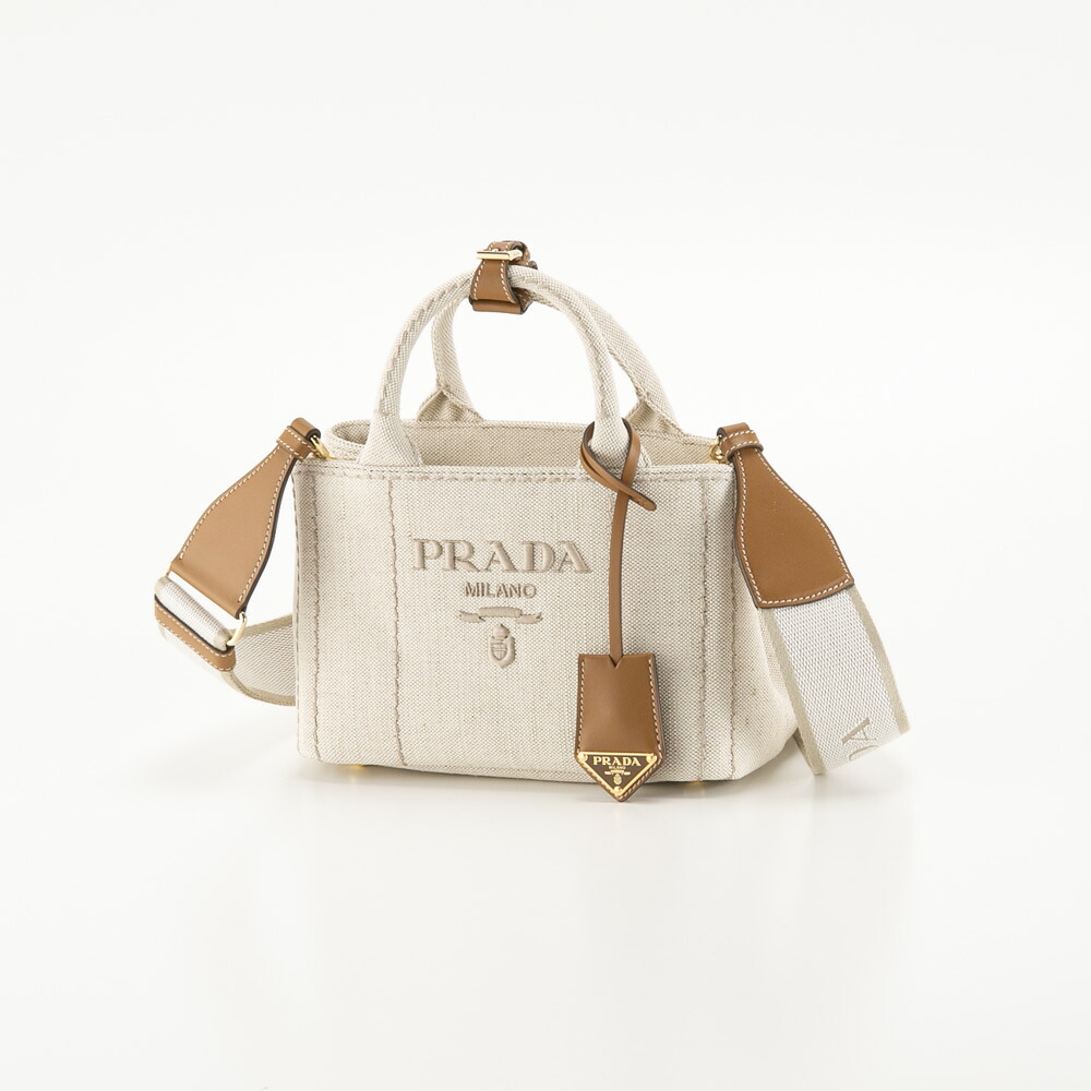【お買い物マラソン期間中ポイント10倍】【WEB限定価格】プラダ PRADA CANAPA リネンブレンドロゴトートバッグ 1BA038 2CX9 8OM　　フィットハウス