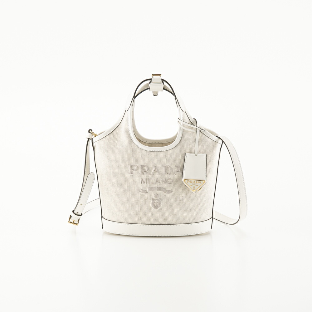 【お買い物マラソン期間中ポイント10倍】【WEB限定価格】プラダ PRADA リネンブレンド+レザー ミニバックルバッグ 1BE074 2DLI OAH　　フィットハウス