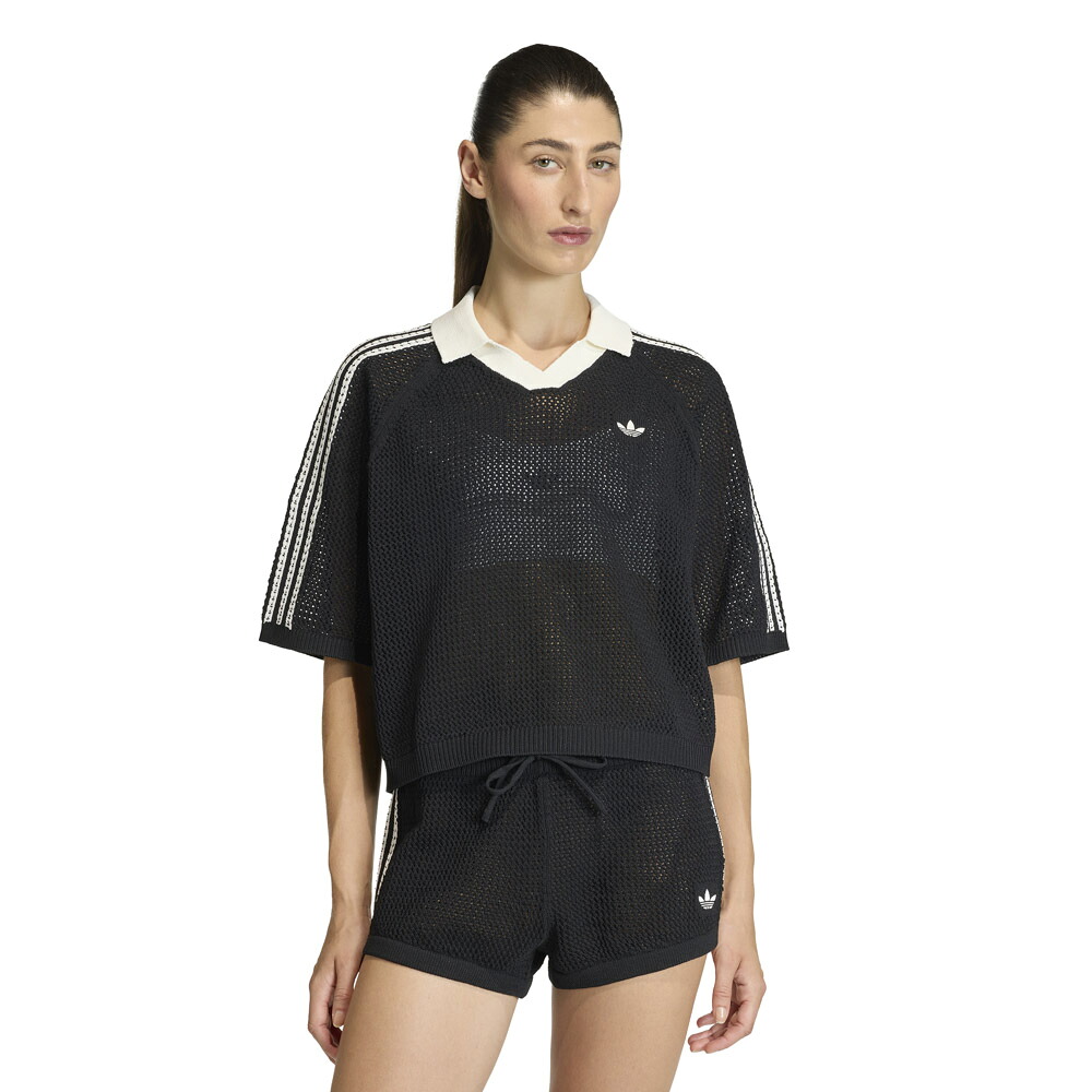 【お買い物マラソン期間中ポイント10倍】アディダスオリジナルス adidas originals レディーストップス ニット クロシェ ポロシャツ KC6491　 　フィットハウス
