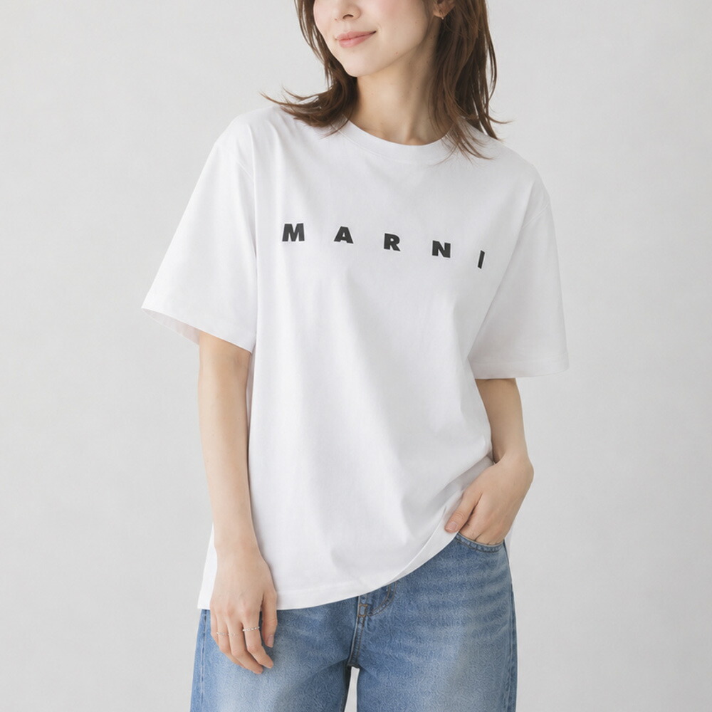 【百貨店大売り出し継続期間中尖んがり10倍】マルニ MARNI マルニキッズ レディーストップス  胸ロゴタイプ刷り上げるT 労働者の一団のど首T MT290F M01601 0M100   相応う住み家