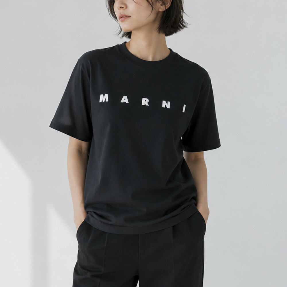 【百貨店大売り出し継続期間中尖んがり10倍】マルニ MARNI マルニキッズ レディーストップス  胸ロゴタイプ刷り上げるT 労働者の一団のど首T MT290F M01601 0M900   相応う住み家