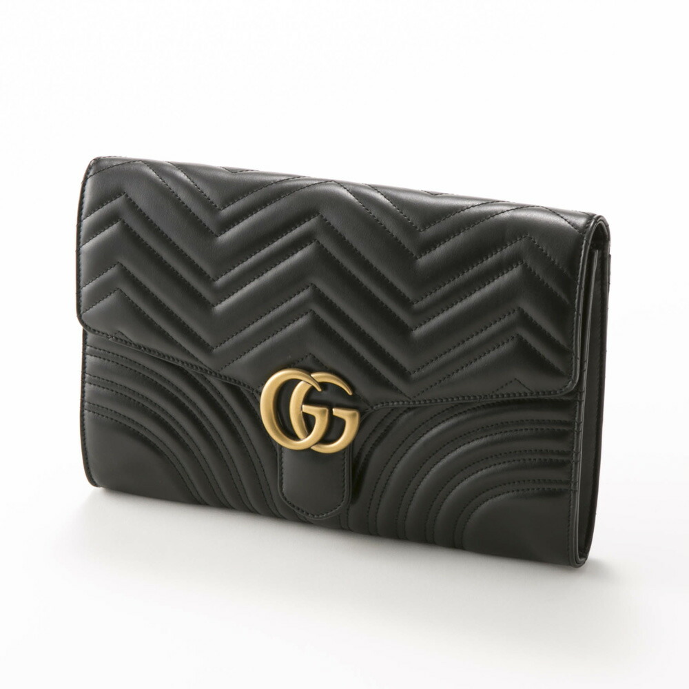 グッチ レザー GG マーモント クラッチバッグ 525541 GUCCI グッチ GGマーモント レザー クラッチバッグ ブラック