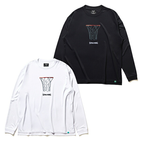 本店は ロングスリーブ Tシャツ チェーンフープ M L XLサイズ ユニセックス SPALDING スポルディング バスケウェア ブラック ホワイト バスケットボール  練習 部活 トレーニング ladosedunet.com