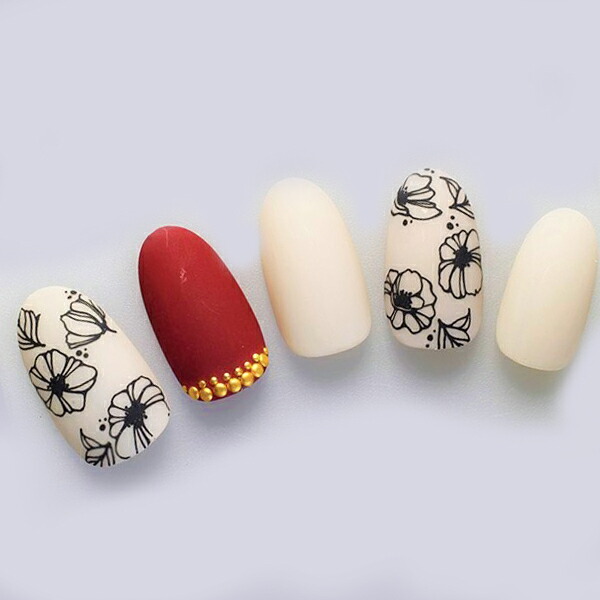 165円 品多く Amaily アメイリー ネイルシール ポピー 黒 花柄 花 フラワー ネイル デザイン セルフネイル 夏 秋 冬